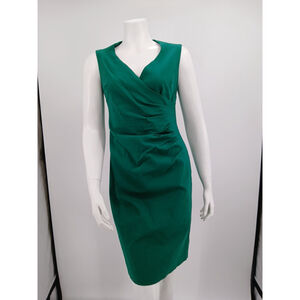 Joseph Ribkoff Womens Green Sleeveless Ruched Dress Size 10
